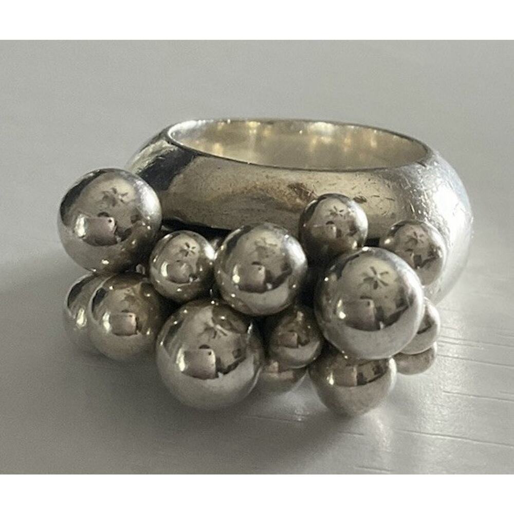 Retired Silpada Cha Cha Sterling Silver Beaded Ring Size 6 - Picture 2 of 6